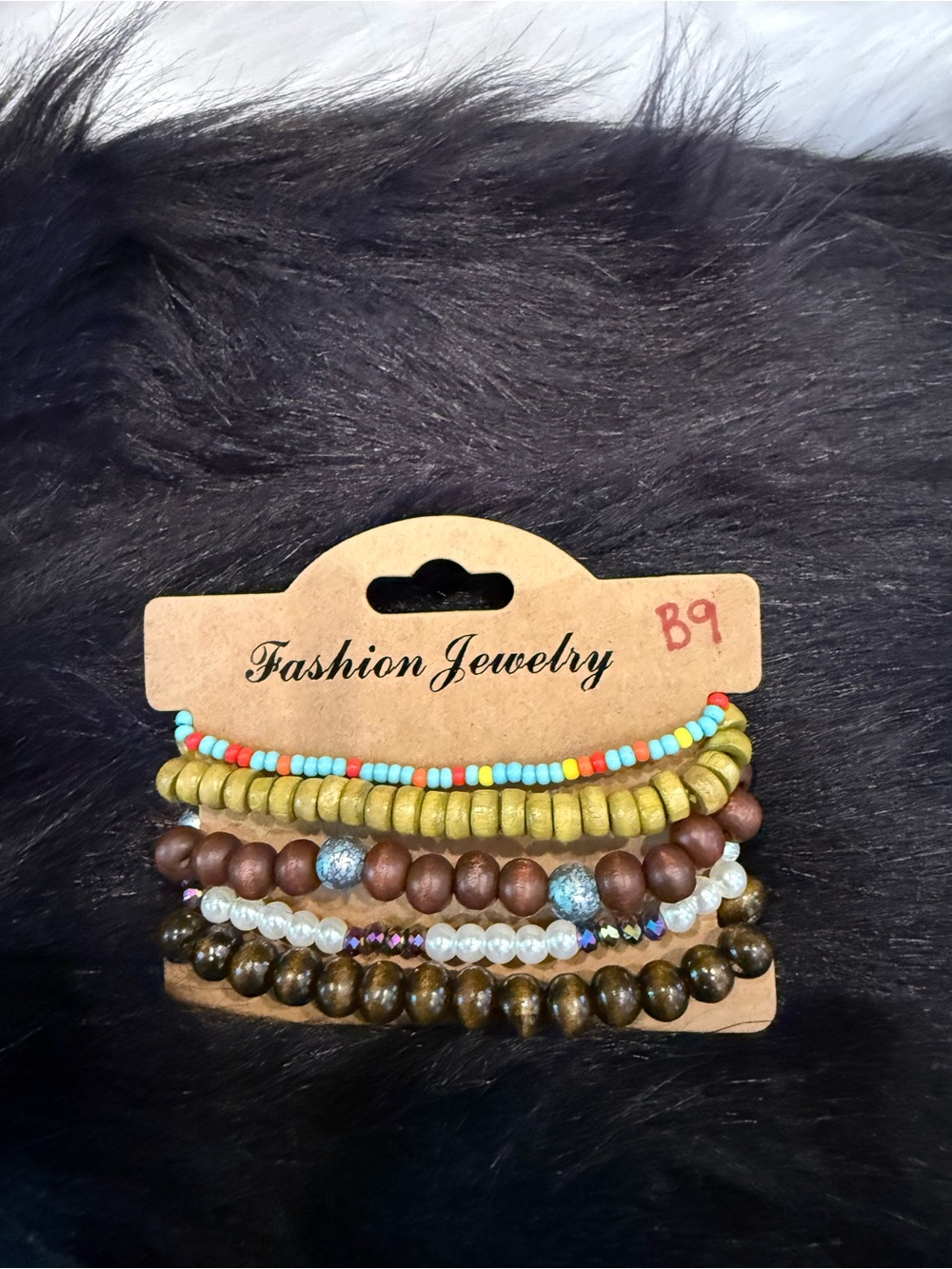 Fashion Jewelry Turquoise, Red, Yellow & Brown Beaded Bracelet Stack